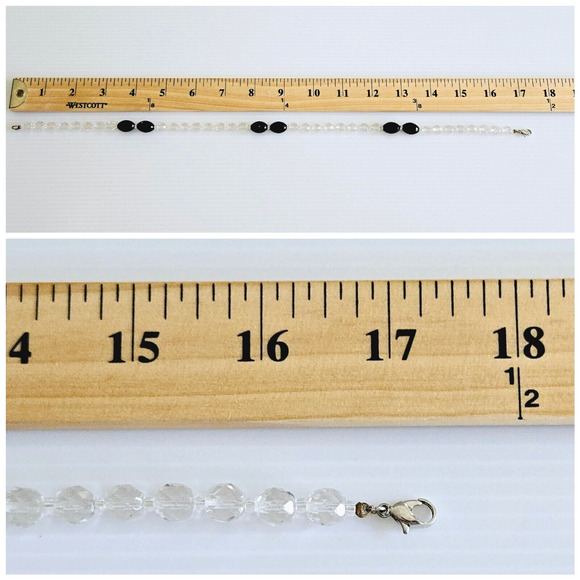 Vintage Choker Necklace Clear Faceted Lucite Beads Coquette Twee Retro Classic - Picture 9 of 9